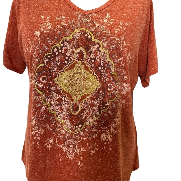 Terra & Sky Women's size 1X rust/Orange colorway Graphic Short Sleeve T-Shirt - Picture 2 of 8